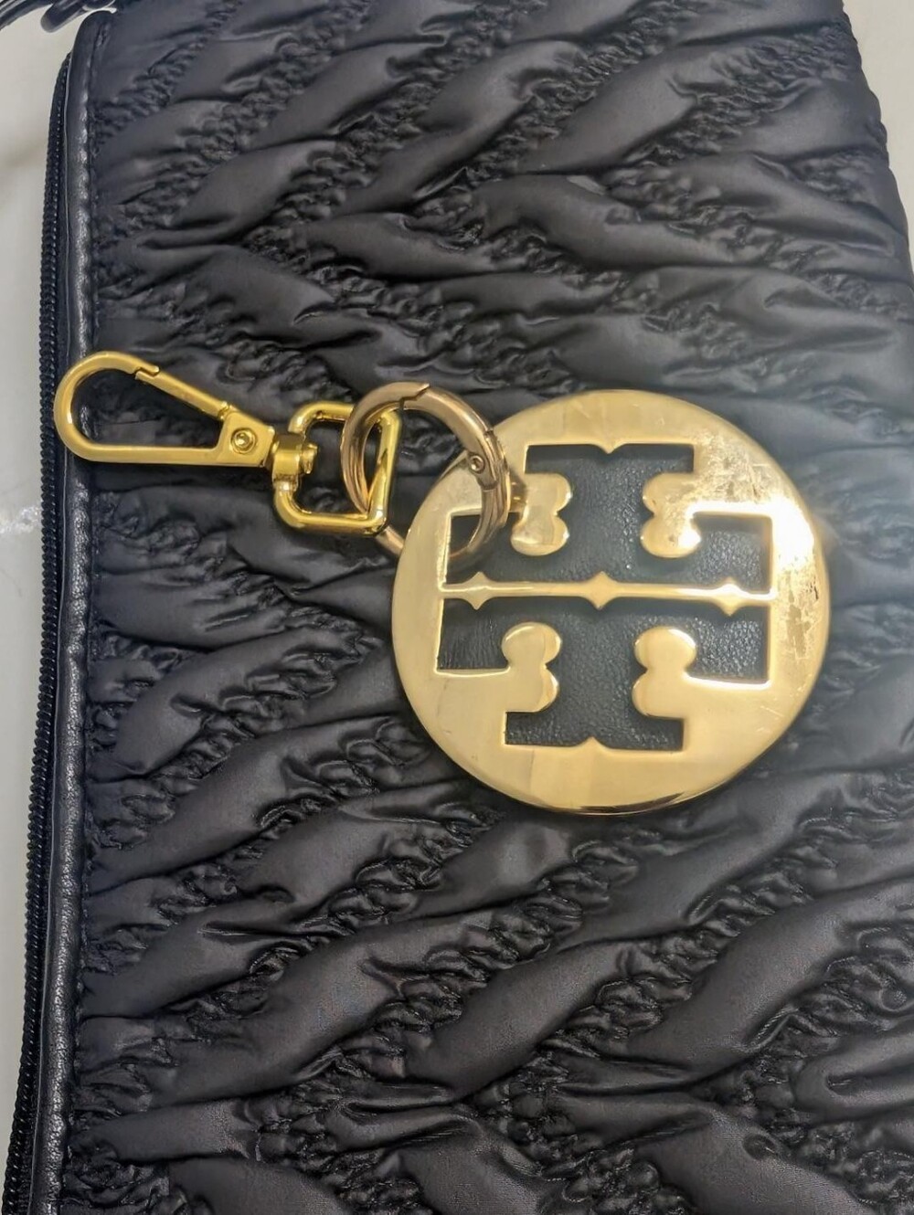 Tory Burch Gold Tone Pendant Bag Charm Keychain